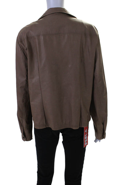 Peter Cohen Womnens Faux Leather Long Sleeves Ardor Jacket Fawn Brown Size Large
