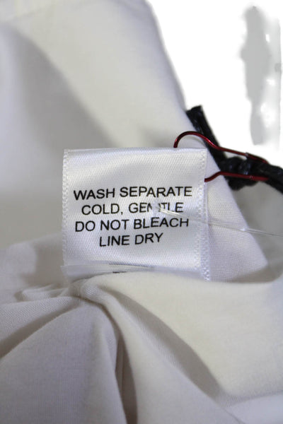 Designer Womens Long Sleeves Mock Collar Button Down Shirt White Size One Size