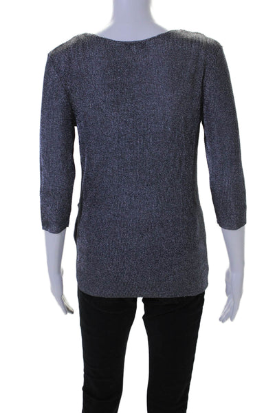 Reiss Womens Long Sleeves V Neck Carissa Sweater Gray Metallic Size Medium