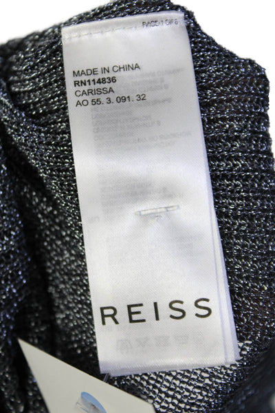 Reiss Womens Long Sleeves V Neck Carissa Sweater Gray Metallic Size Medium