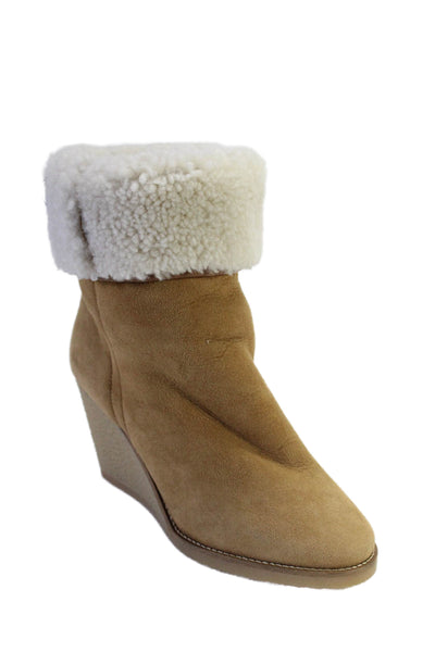 Isabel Marant Womens Light Brown Suede Fuzzy Lined Cuff Ankle Boots Shoes Size 9