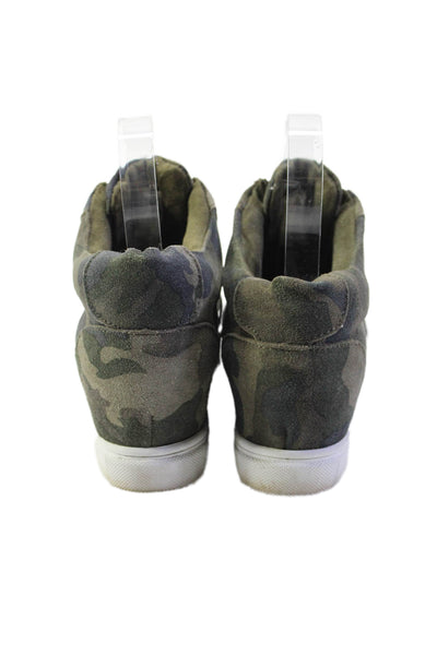 Blondo Womens Suede Camouflage Zipped Front Fashion Sneakers Green Size 6.5