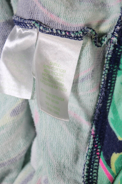 Lily Pulitzer Womens Cotton Blend Plant Print Pullover Hoodie Green Size XS