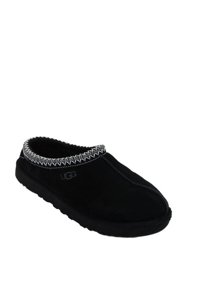 Ugg Mens Suede Geometric Thick Stitched Hem Slide On Slippers Black Size 9