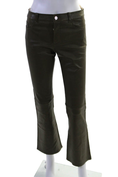 Stouls Womens Dark Green Stretch Leather High Rise Bootcut Leg Pants Size S