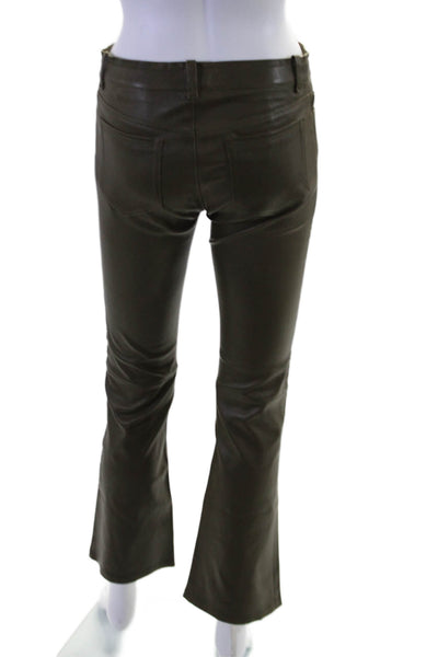 Stouls Womens Dark Green Stretch Leather High Rise Bootcut Leg Pants Size S