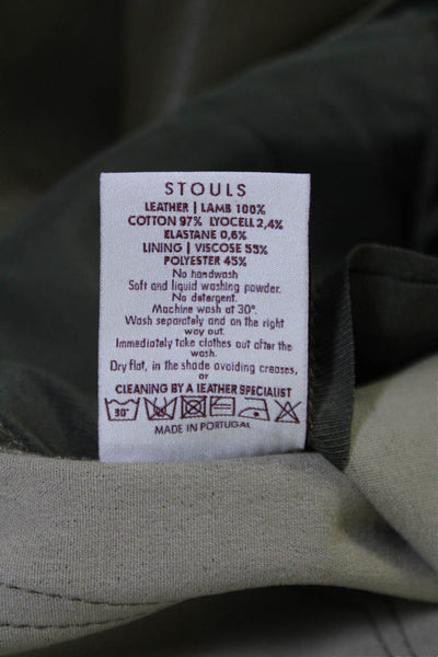 Stouls Womens Dark Green Stretch Leather High Rise Bootcut Leg Pants Size S