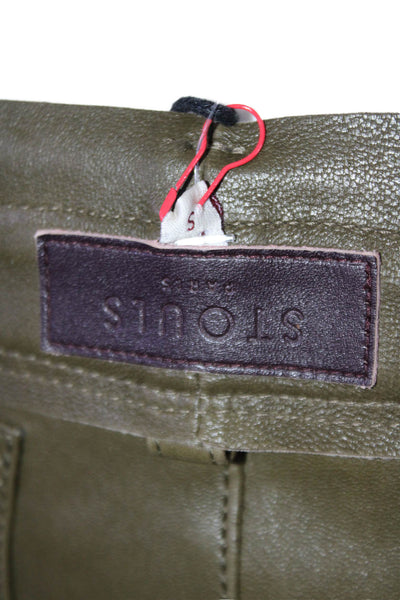 Stouls Womens Dark Green Stretch Leather High Rise Bootcut Leg Pants Size S
