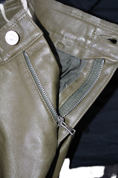 Stouls Womens Dark Green Stretch Leather High Rise Bootcut Leg Pants Size S