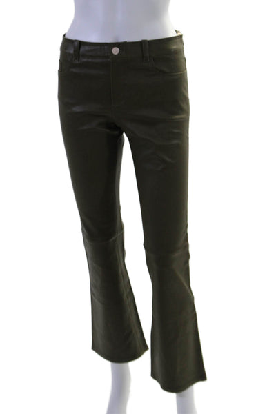 Stouls Womens Dark Green Stretch Leather High Rise Bootcut Leg Pants Size XS