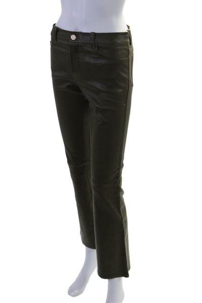 Stouls Womens Dark Green Stretch Leather High Rise Bootcut Leg Pants Size XS