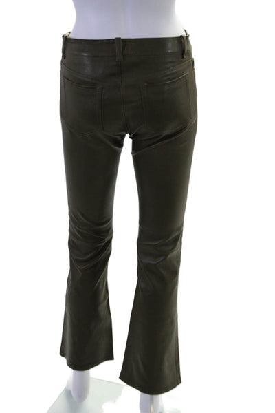 Stouls Womens Dark Green Stretch Leather High Rise Bootcut Leg Pants Size XS