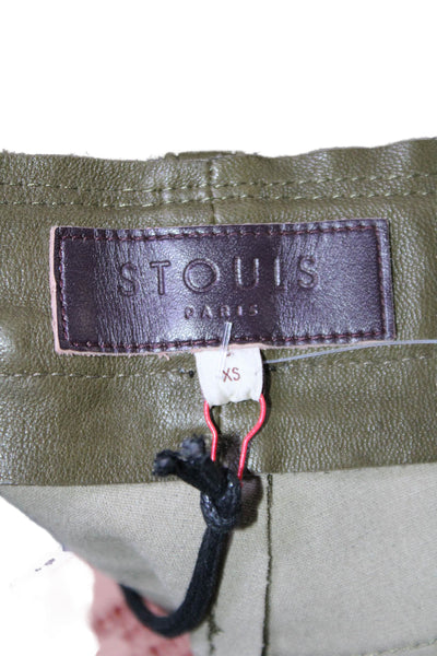 Stouls Womens Dark Green Stretch Leather High Rise Bootcut Leg Pants Size XS