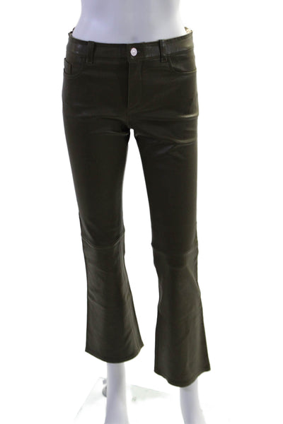 Stouls Womens Dark Green Stretch Leather High Rise Bootcut Leg Pants Size XXS
