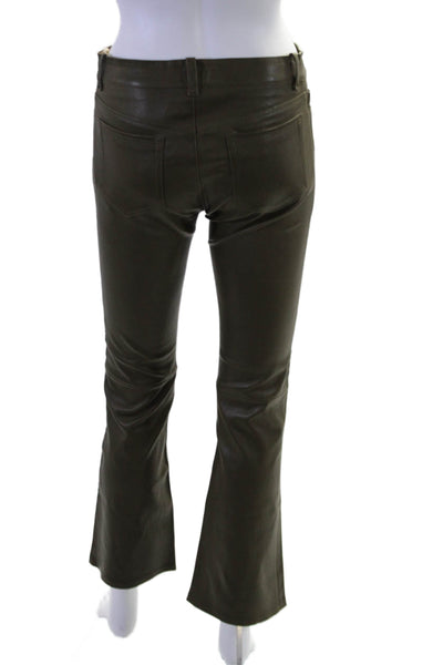 Stouls Womens Dark Green Stretch Leather High Rise Bootcut Leg Pants Size XXS