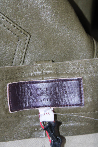 Stouls Womens Dark Green Stretch Leather High Rise Bootcut Leg Pants Size XXS