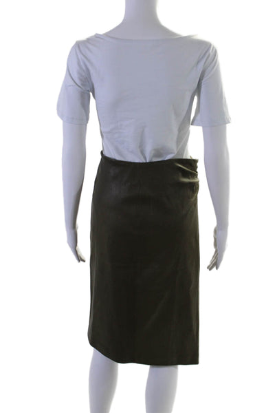 Stouls Womens Muse Green Stretch Leather Aniline High Slit Skirt Size M