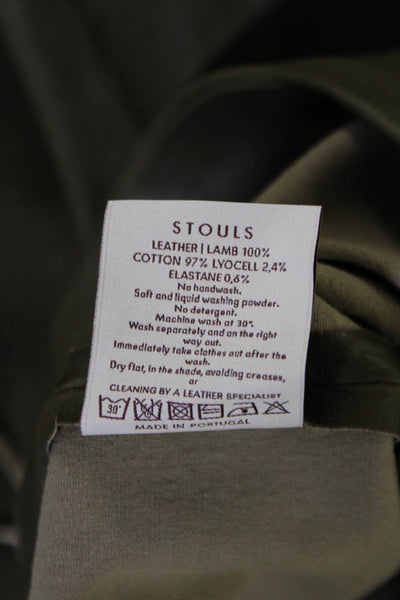 Stouls Womens Muse Green Stretch Leather Aniline High Slit Skirt Size M