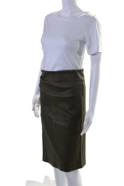 Stouls Womens Muse Green Stretch Leather Aniline High Slit Skirt Size S
