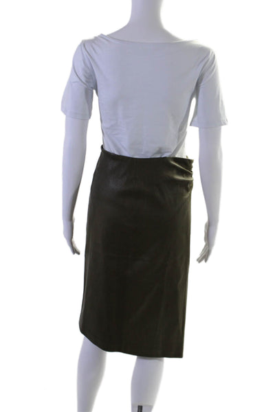 Stouls Womens Muse Green Stretch Leather Aniline High Slit Skirt Size S