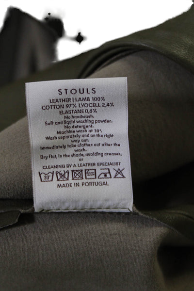 Stouls Womens Muse Green Stretch Leather Aniline High Slit Skirt Size S