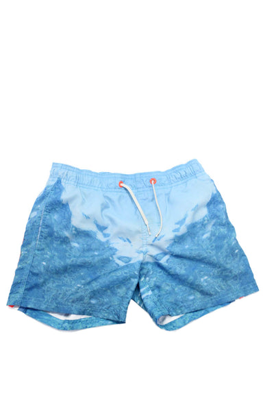 Sundek Boys Graphic Print Drawstring Waist Swim Trunks Blue Size 8