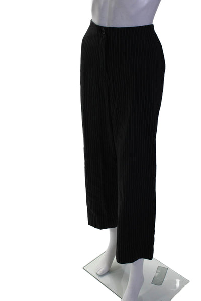 Peter O Maher Womens Button Zip Stripped Tapered Leg Pants Black Size L