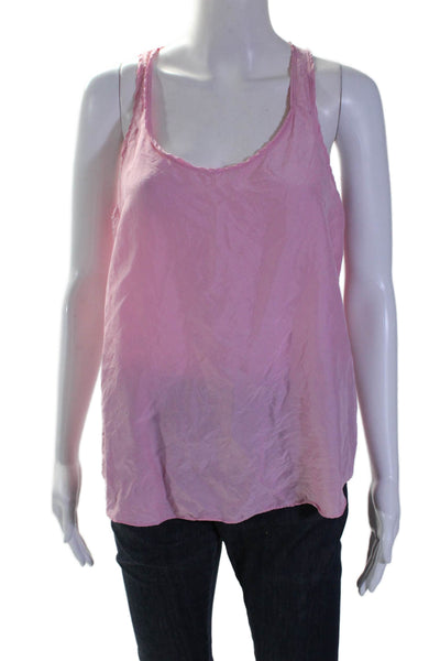 Theory Womens Silk Sleeveless Round Neck Tank Blouse Pink Size M