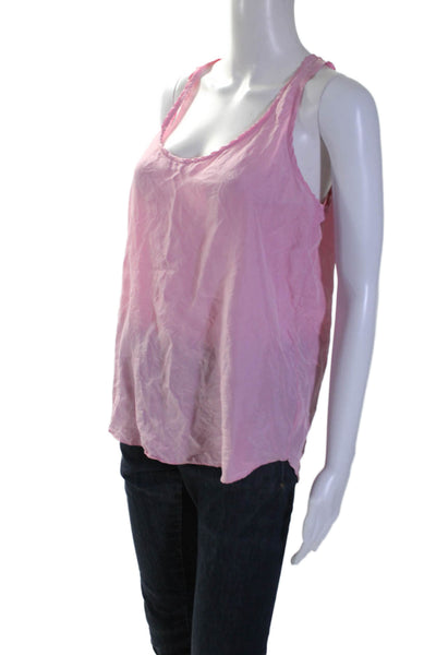 Theory Womens Silk Sleeveless Round Neck Tank Blouse Pink Size M