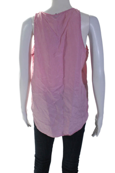 Theory Womens Silk Sleeveless Round Neck Tank Blouse Pink Size M