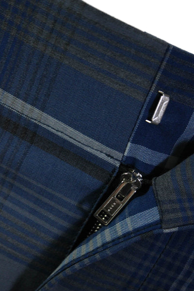 Marni Womens Plaid Pleated Straight Leg Dress Pants Blue Wool Size EUR 42