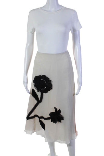 Marni Womens Silk Chiffon Floral Applique A Line Maxi Skirt White Size EUR 42