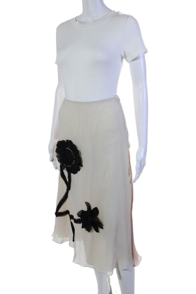 Marni Womens Silk Chiffon Floral Applique A Line Maxi Skirt White Size EUR 42