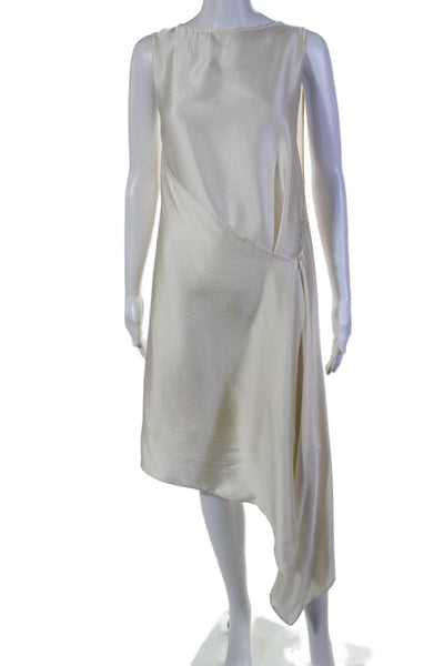 Dusan Womens Silk Sleeveless Side Knotted A Line Wrap Dress White Size One Size