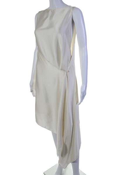 Dusan Womens Silk Sleeveless Side Knotted A Line Wrap Dress White Size One Size