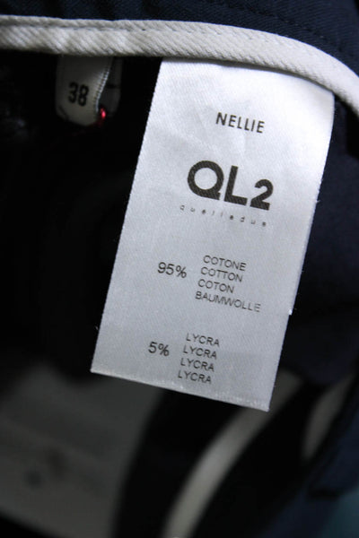 QL2 Womens Cotton Two Pocket Mid-Rise Flared Nellie Pants Trousers Brown Size 38