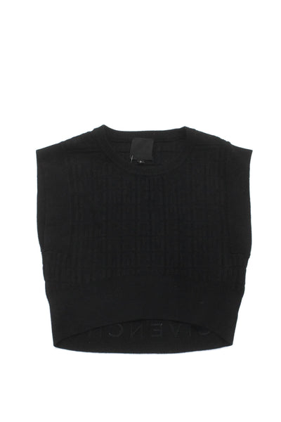 Givenchy Girls Short Sleeve Crew Neck Knit 4G Top Shirt Black Size 6