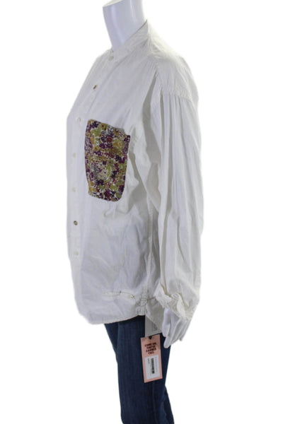 Transnomadica Womens Long Sleeves Button Down Mock Collar Blouse White Size One
