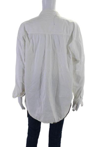Transnomadica Womens Long Sleeves Button Down Mock Collar Blouse White Size One