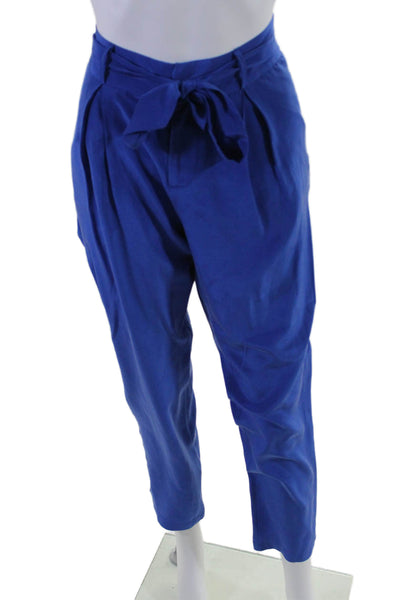 Joie Womens Silk Waist Tied Zipped Hook and Eye Tapered Leg Pants Blue Size 2