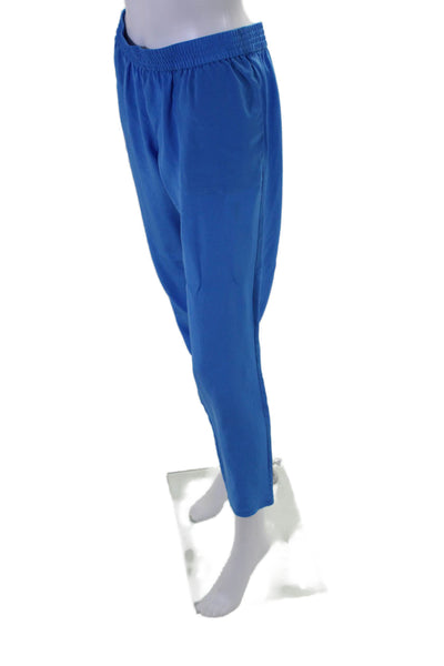 Joie Womens Silk Draped Elastic Waisted Slip On Straight Leg Pants Blue Size S