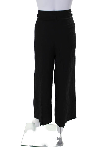 Lioness Womens Linen Button Zip Lined Wide Leg Casual Pants Black Size L