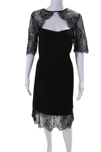 Nanette Nanette Lepore Womens Textured Short Sleeve Lacy Pencil Dress Black Size