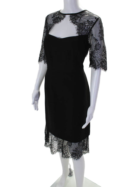 Nanette Nanette Lepore Womens Textured Short Sleeve Lacy Pencil Dress Black Size