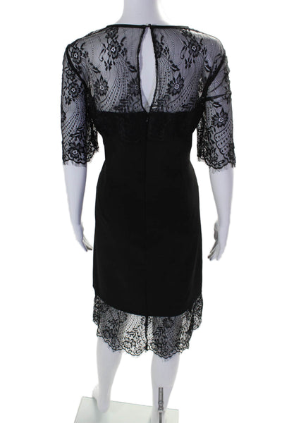 Nanette Nanette Lepore Womens Textured Short Sleeve Lacy Pencil Dress Black Size