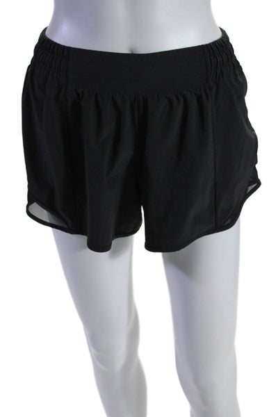 Lululemon Womens Elastic Waistband Mesh Trim Short Shorts Black Size 8 Tall