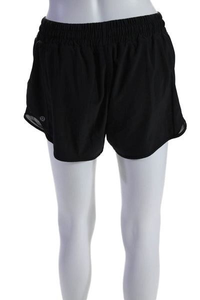 Lululemon Womens Elastic Waistband Mesh Trim Short Shorts Black Size 8 Tall