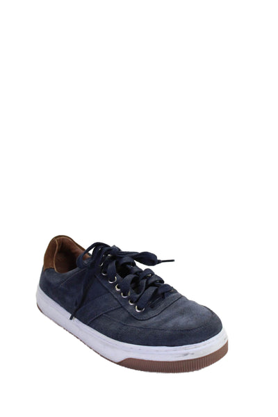 Peter Millar Mens Suede Low Top Lace Up Sneakers Navy Blue Size 9.5 Medium