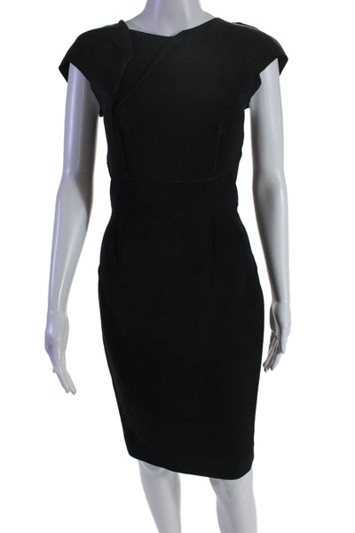 Roland Mouret Womens Short Sleeves Knee Length Pencil Dress Black Size 8