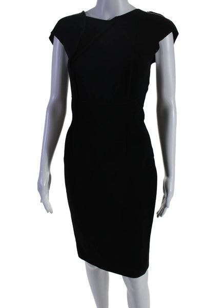 Roland Mouret Womens Short Sleeves Knee Length Pencil Dress Black Size 8